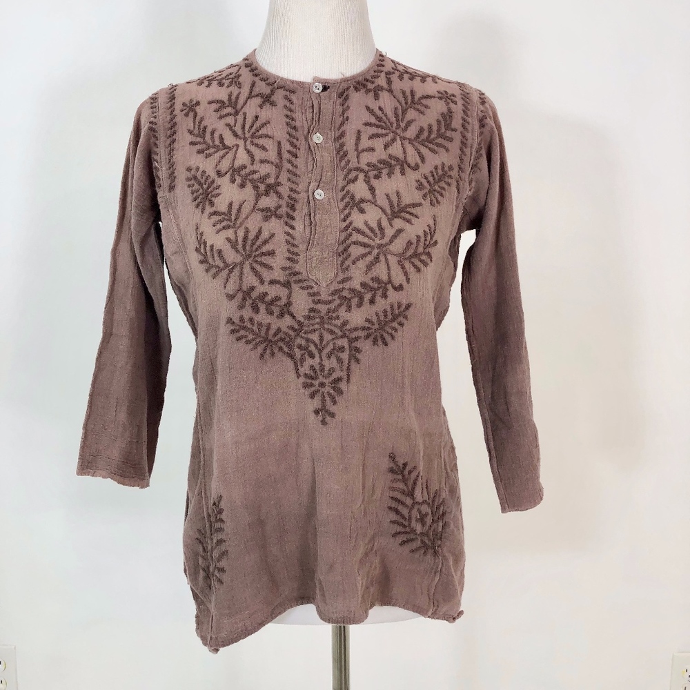 Vintage Indian Cotton Embroidered Top